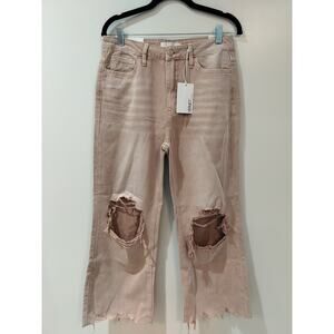 Vervet Women's Pink Distressed 90's Vintage Flare Jeans - V2737 - Size 28